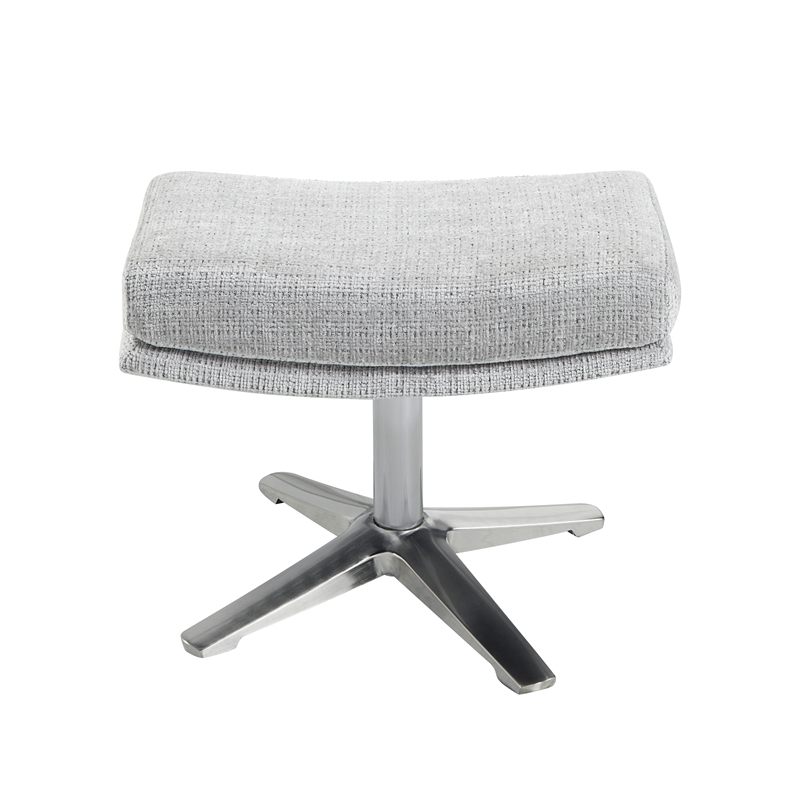 Pemberly Row Contemporary Chenille Swivel Chair with Ottoman in Gray