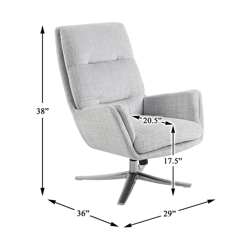 Pemberly Row Contemporary Chenille Swivel Chair with Ottoman in Gray