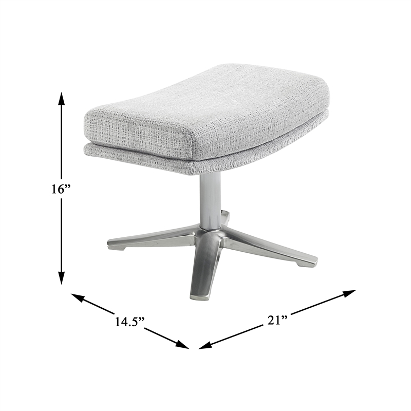 Pemberly Row Contemporary Chenille Swivel Chair with Ottoman in Gray
