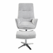 Pemberly Row Contemporary Chenille Swivel Chair with Ottoman in Gray