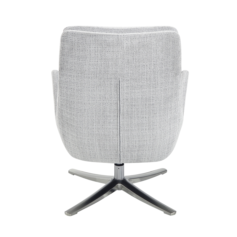 Pemberly Row Contemporary Chenille Swivel Chair with Ottoman in Gray