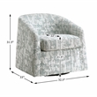 Pemberly Row Traditional Jacquard Swivel Chair in Green Finish