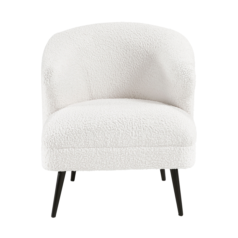 Pemberly Row Contemporary Boucle Accent Chair in Beige Finish