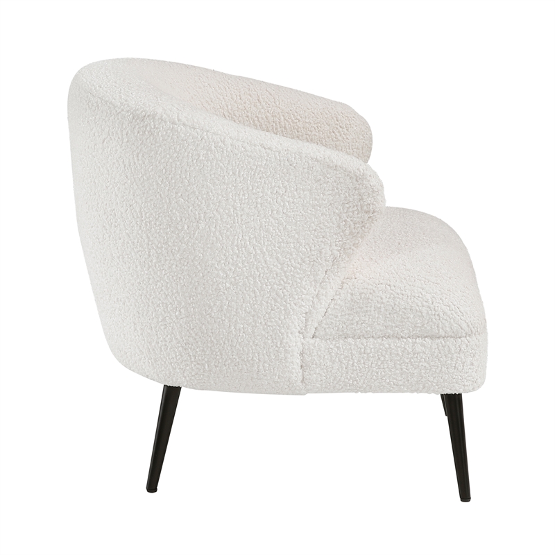 Pemberly Row Contemporary Boucle Accent Chair in Beige Finish