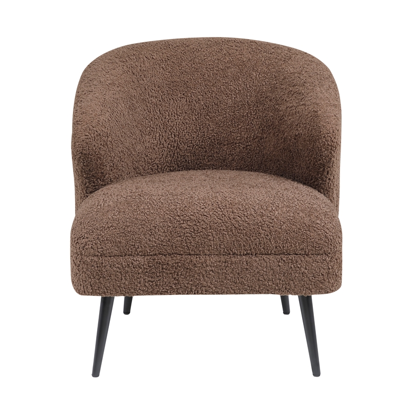 Pemberly Row Contemporary Boucle Accent Chair in Brown Finish