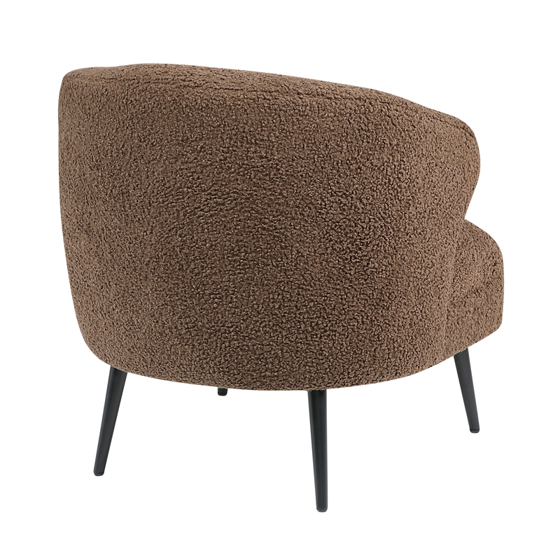 Pemberly Row Contemporary Boucle Accent Chair in Brown Finish