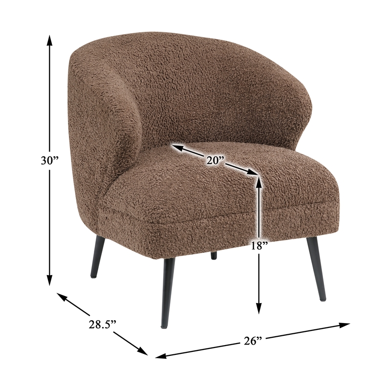 Pemberly Row Contemporary Boucle Accent Chair in Brown Finish