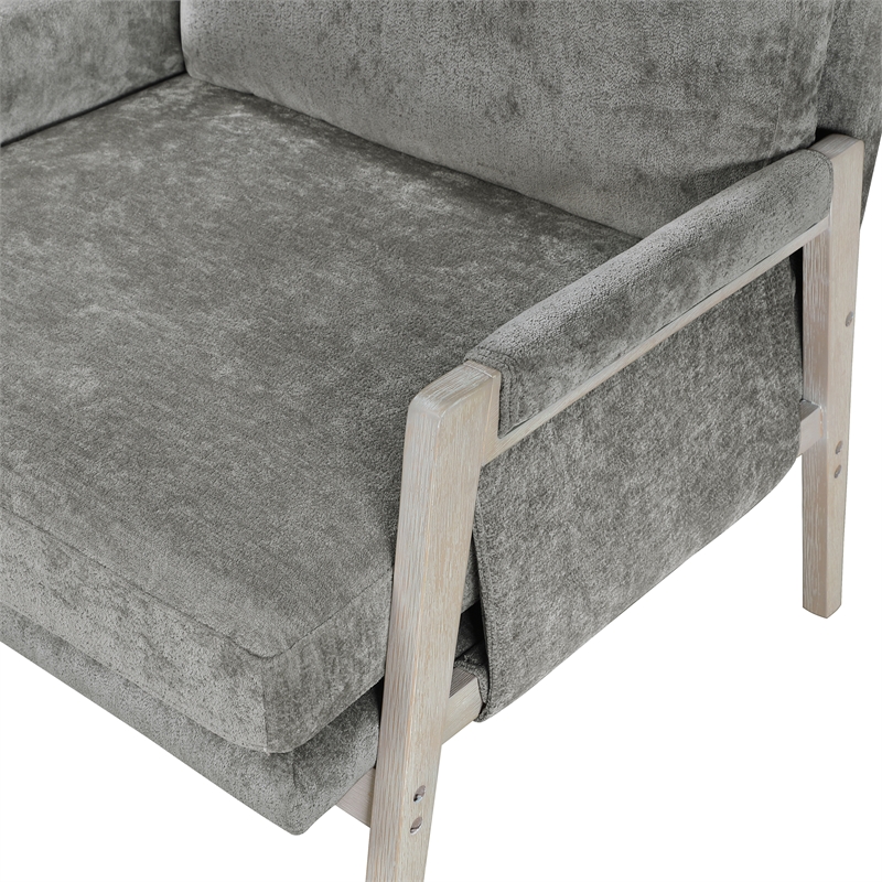 Pemberly Row Contemporary Chenille Accent Chair in Brownish Gray