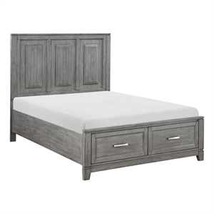 Pemberly Row Acacia Full Platform Bed with Footboard Storage in Gray