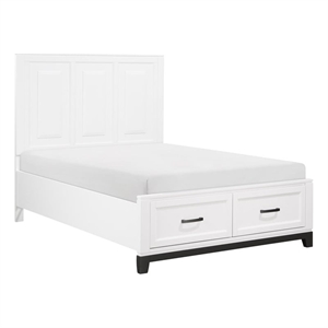 Pemberly Row Solid Wood Full Pltfm Bed in White & Metallic Gray Finish