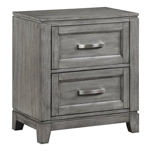 Pemberly Row Transitional Solid Wood Nightstand in Gray Finish