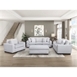 Pemberly Row Contemporary Textured Fabric Chair in Gray Finish