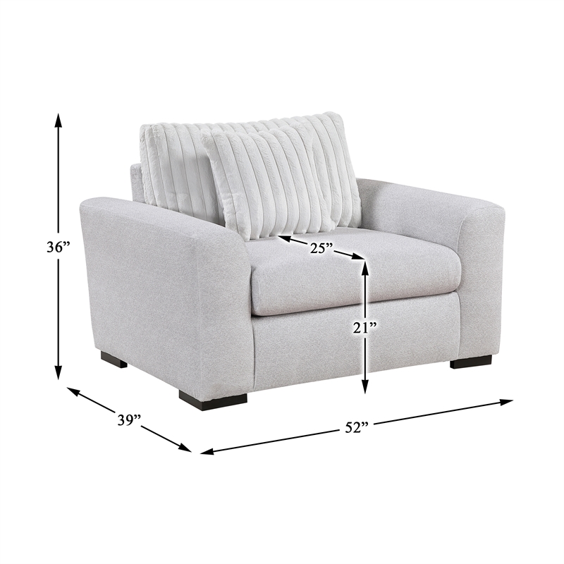 Pemberly Row Contemporary Textured Fabric Chair in Gray Finish