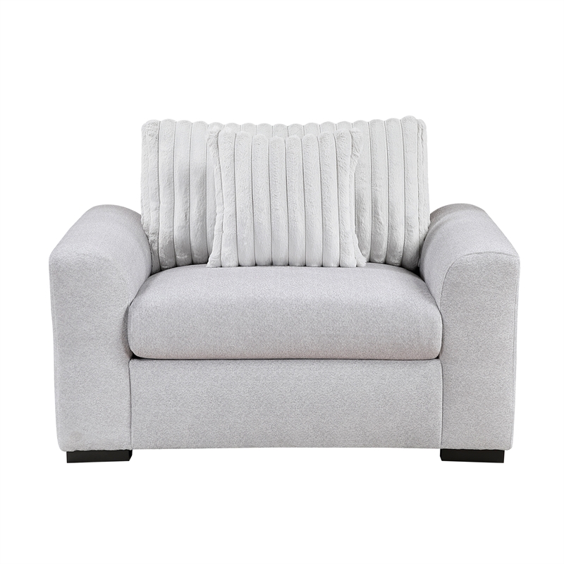 Pemberly Row Contemporary Textured Fabric Chair in Gray Finish