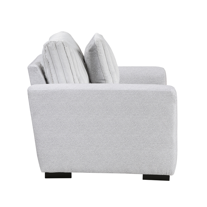 Pemberly Row Contemporary Textured Fabric Chair in Gray Finish