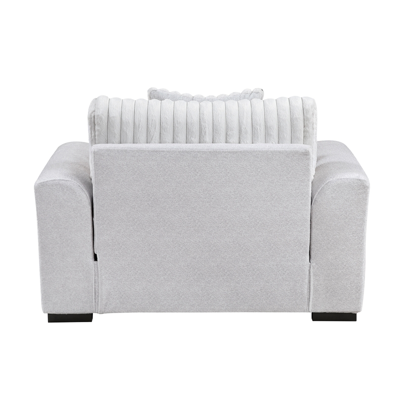 Pemberly Row Contemporary Textured Fabric Chair in Gray Finish