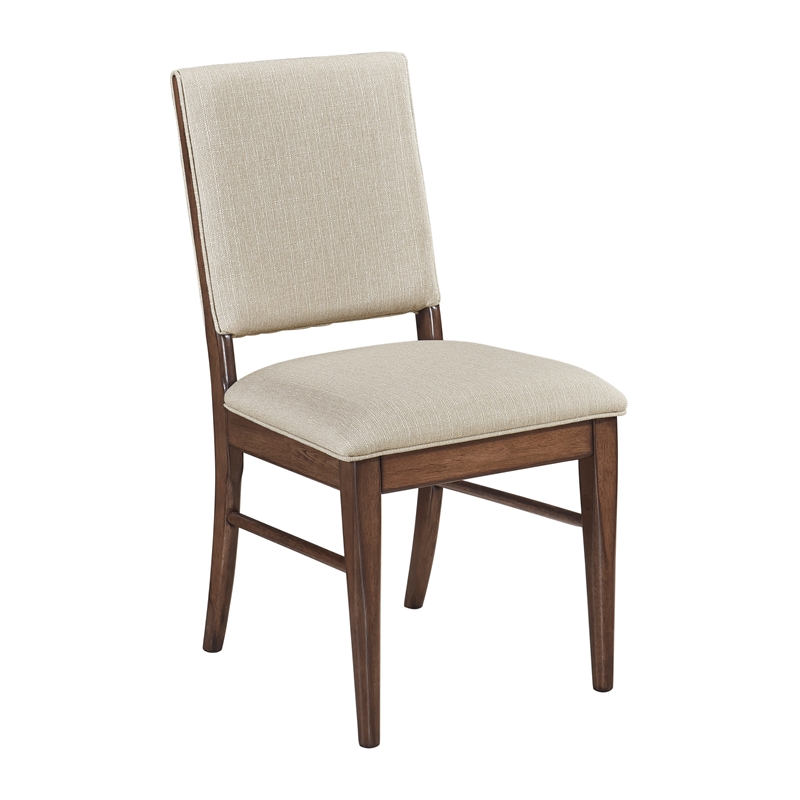 Pemberly Row Mid-Century Textured Dining Side Chair in Cream (Set of 2)
