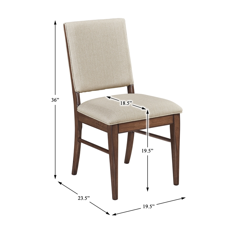 Pemberly Row Mid-Century Textured Dining Side Chair in Cream (Set of 2)