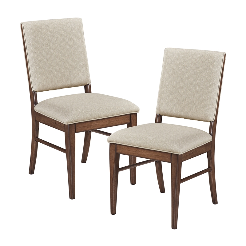 Pemberly Row Mid-Century Textured Dining Side Chair in Cream (Set of 2)