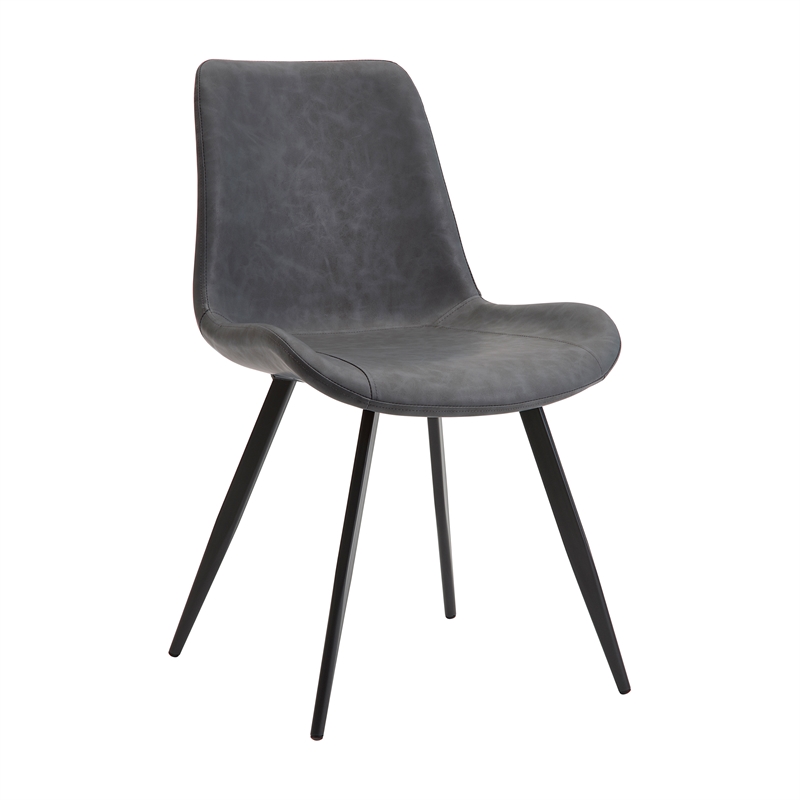 Pemberly Row Faux Leather Dining Side Chair in Gray (Set of 2)