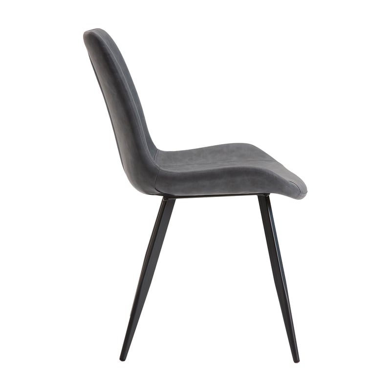 Pemberly Row Faux Leather Dining Side Chair in Gray (Set of 2)