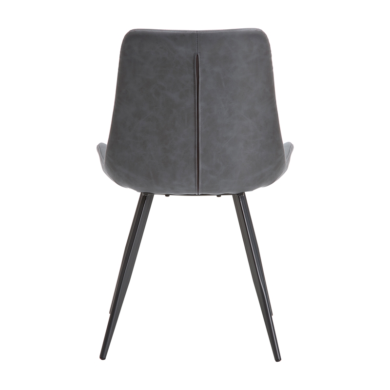 Pemberly Row Faux Leather Dining Side Chair in Gray (Set of 2)