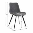 Pemberly Row Faux Leather Dining Side Chair in Gray (Set of 2)