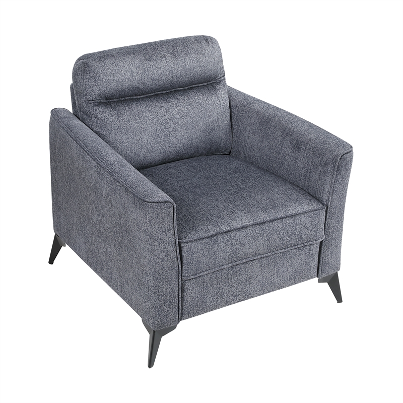 Pemberly Row Contemporary Microfiber Chair in Dark Gray Finish