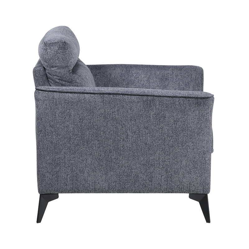 Pemberly Row Contemporary Microfiber Chair in Dark Gray Finish