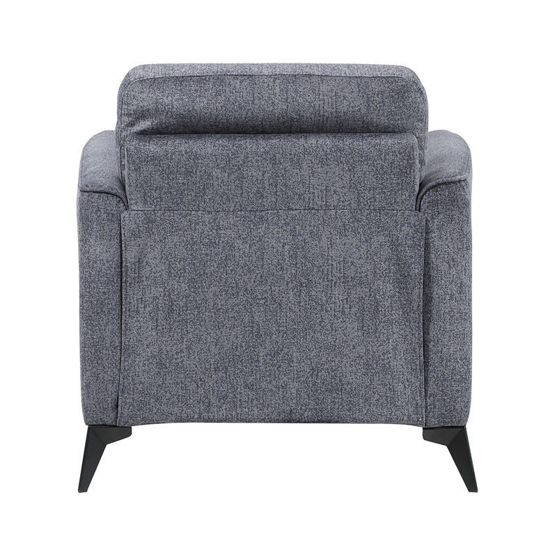 Pemberly Row Contemporary Microfiber Chair in Dark Gray Finish