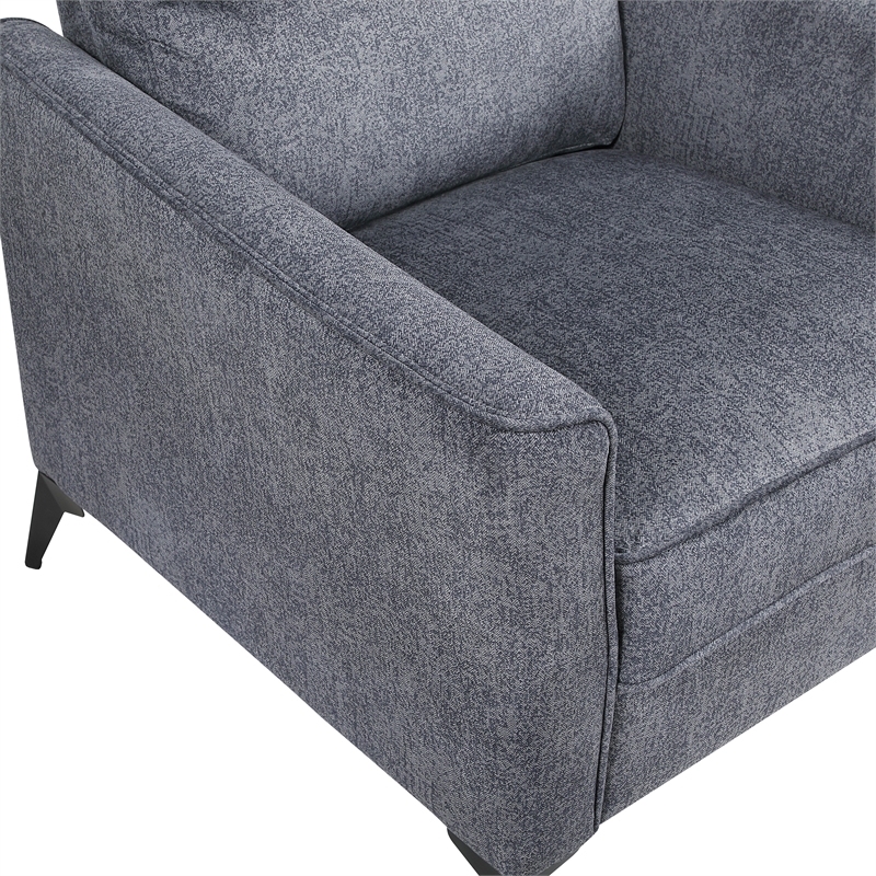 Pemberly Row Contemporary Microfiber Chair in Dark Gray Finish