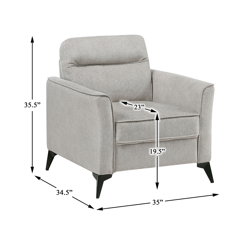 Pemberly Row Contemporary Microfiber Fabric Chair in Tan Finish