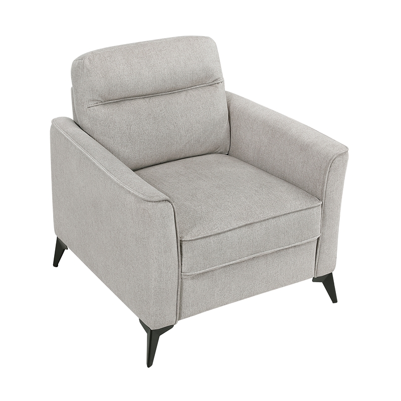 Pemberly Row Contemporary Microfiber Fabric Chair in Tan Finish