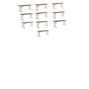 Set Of 10 24&quotW x 96&quotD Melamine Top Folding Table in Medium Oak