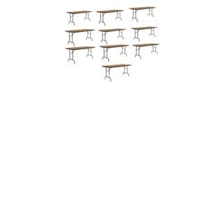 Set Of 10 30&quotW x 72&quotD Melamine Top Folding Table in Medium Oak