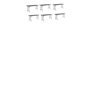Set Of 6 24&quotW x 72&quotD Melamine Top Folding Table in Black Granite