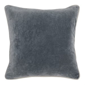 Pemberly Row 18&quot Square Transitional Cotton Velvet Pillow in Dark Gray