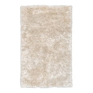 Pemberly Row 24 x 36&quot Polyester & Wool Shag Area Rug in Ivory