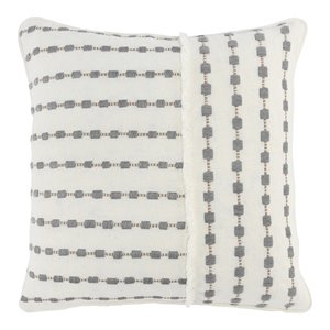 Pemberly Row Transitional Linen Embroidered Throw Pillow in Gray/Ivory