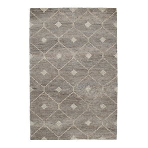 Pemberly Row 108 x 144&quot Linked Diamond Wool & Jute Area Rug in Stone Gray