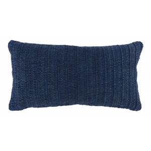 Pemberly Row 14x26 Belgian Flax Linen Knitted Fabric Throw Pillow Blue