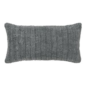 Pemberly Row 14x26&quot Belgian Flax Linen Knitted Throw Pillow in Gray