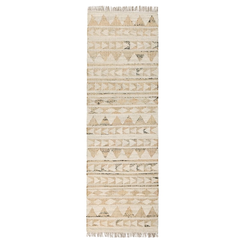 Pemberly Row 2.6' x 8' Modern Tribal Jute & Cotton Runner Rug in Natural