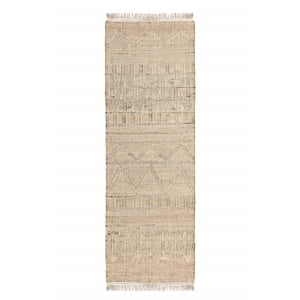 Pemberly Row 30 x 96&quot Moroccan Jute Fabric Area Rug in Natural