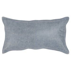 Pemberly Row 14x26&quot Genuine Leather Throw Pillow in Ice Blue