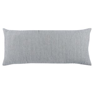 Pemberly Row 16x36&quot Rectangular Cotton and Linen Throw Pillow in Ash Blue