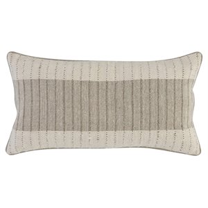 Pemberly Row 14x26&quot Cotton and Linen Throw Pillow in Natural Beige