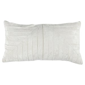 Pemberly Row 14x26&quot Transitional Rayon Velvet Throw Pillow in Ivory