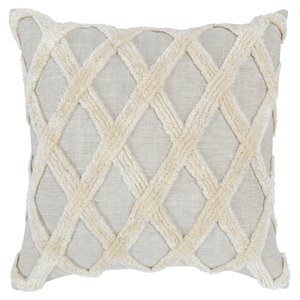 Pemberly Row 22x22&quot Linen Fabric Throw Pillow in Ivory/Natural