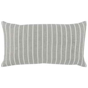 Pemberly Row 14x26&quot Transitional Linen Fabric Throw Pillow in Gray/White